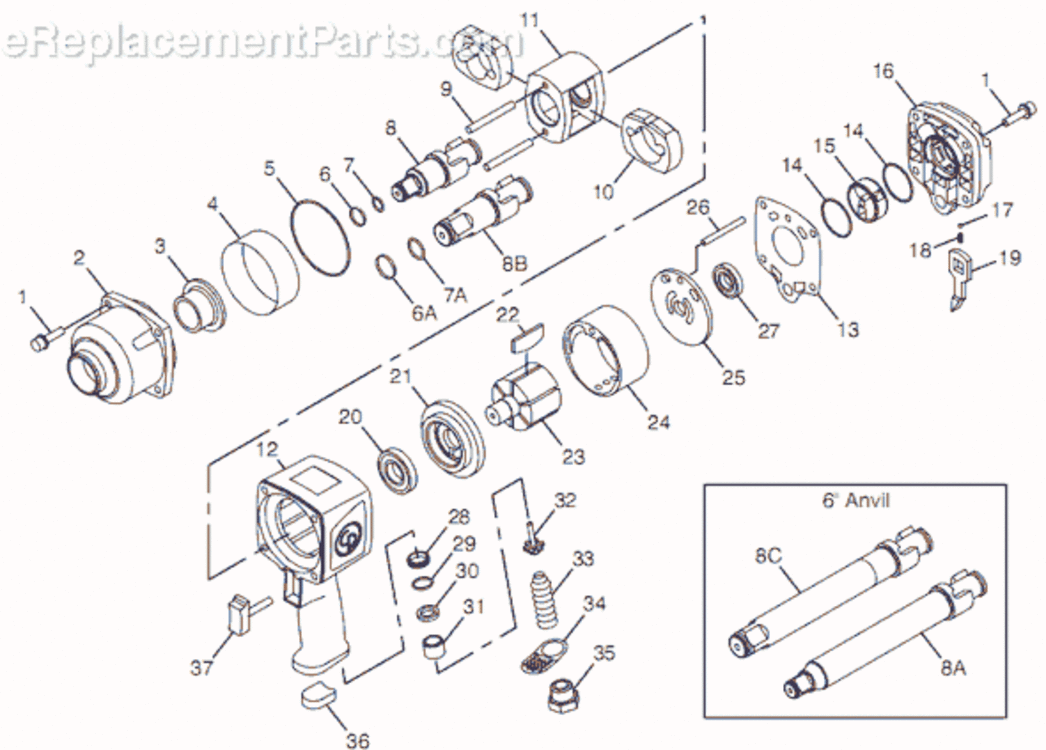 Page A Diagram and Parts List for CP7763 8941077630 Chicago Pneumatic Wrench